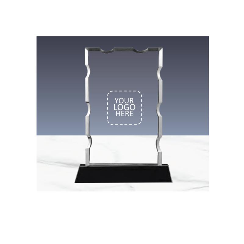 Crystal Award With Black Base With Logo